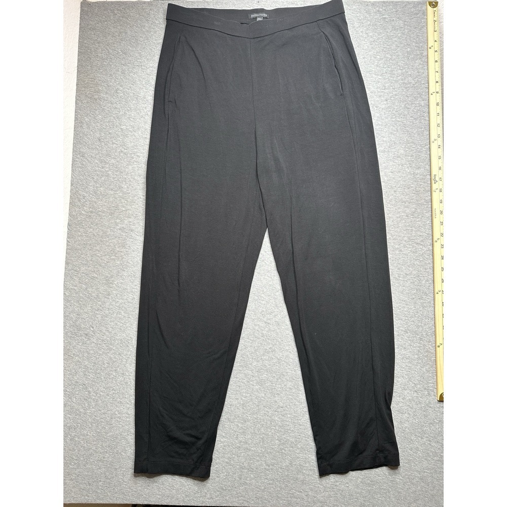 Eileen Fisher Pants Womens Medium Black Stretch Waist Ankle Leggings Tencel
